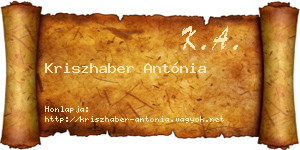 Kriszhaber Antónia névjegykártya